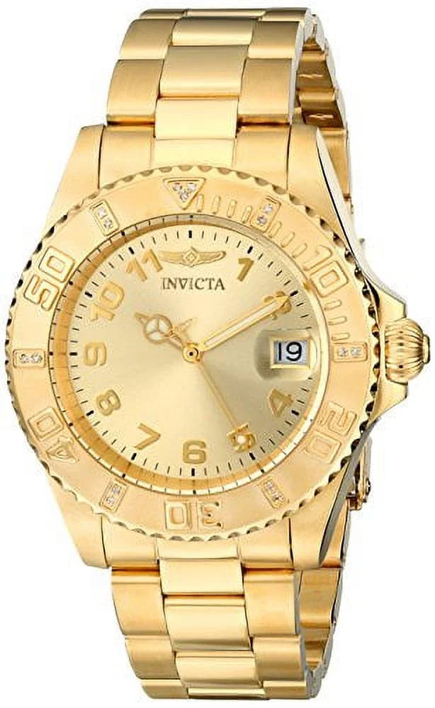 Invicta 15249 Women's Pro Diver Gold Tone Dial Yellow Gold Steel Dive Watch