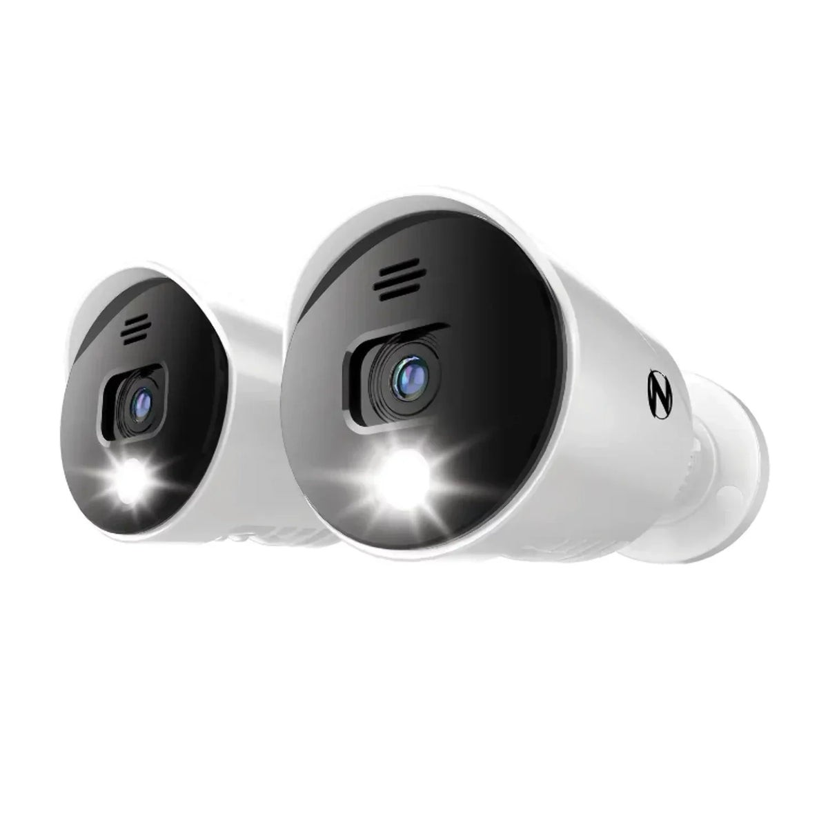 Restored Premium Night Owl Add On Wired 1080p Spotlight Cameras with Audio Alerts and Sirens - 2 Pack - White (Refurbished)