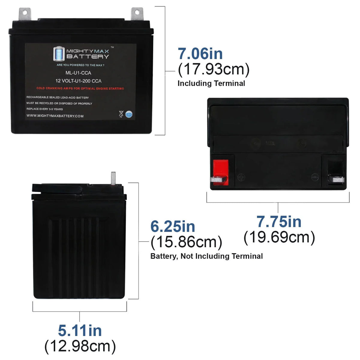 '- 12V 200CCA Battery for Bobcat Textron  Walk Behind Mower