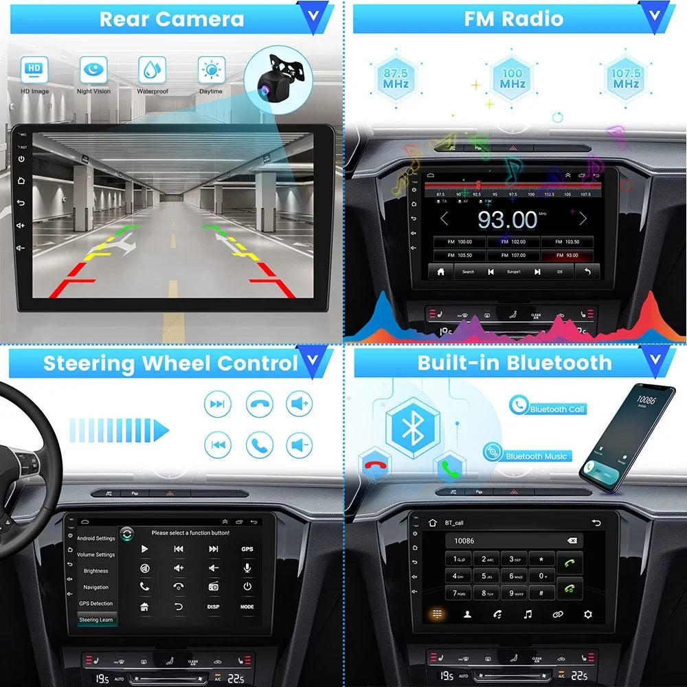 Podofo 2+32G for Toyota Camry 2006-2011 Car Stereo Radio Wireless Carplay Android Auto Mirror Link 9'' Touchscreen  1080P   Hifi  Bluetooth,  Backup Camera