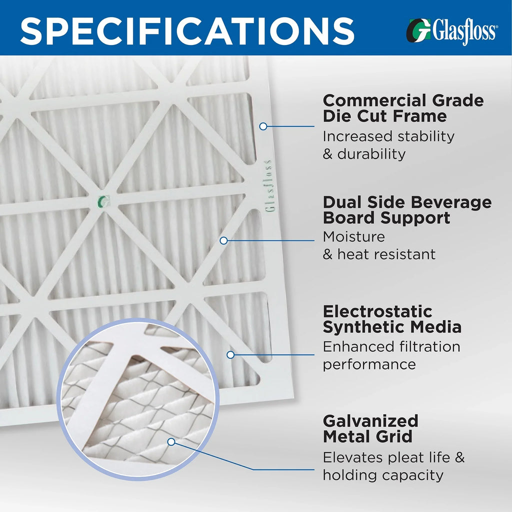 12 Pack of 14x14x1  10 Pleated Air Filters by Glasfloss. Actual Size: 13-1/2 x 13-1/2 x 7/8