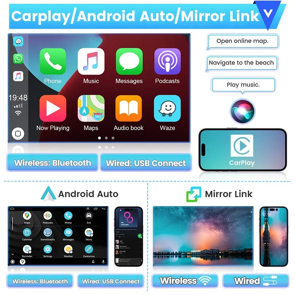 Podofo 2+64G for Honda Civic 2006-2011 Wireless Carplay Android Auto Mirror Link 10'' Touchscreen Car Stereo Radio Android 13  1080P   Hifi  Bluetooth,  Backup Camera