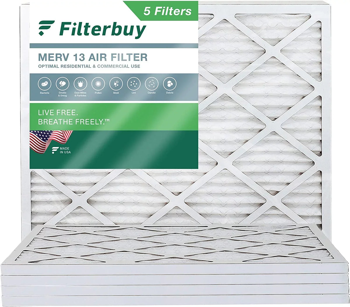 Filterbuy 14x20x1  13 Pleated   Furnace Air Filters (5-Pack)