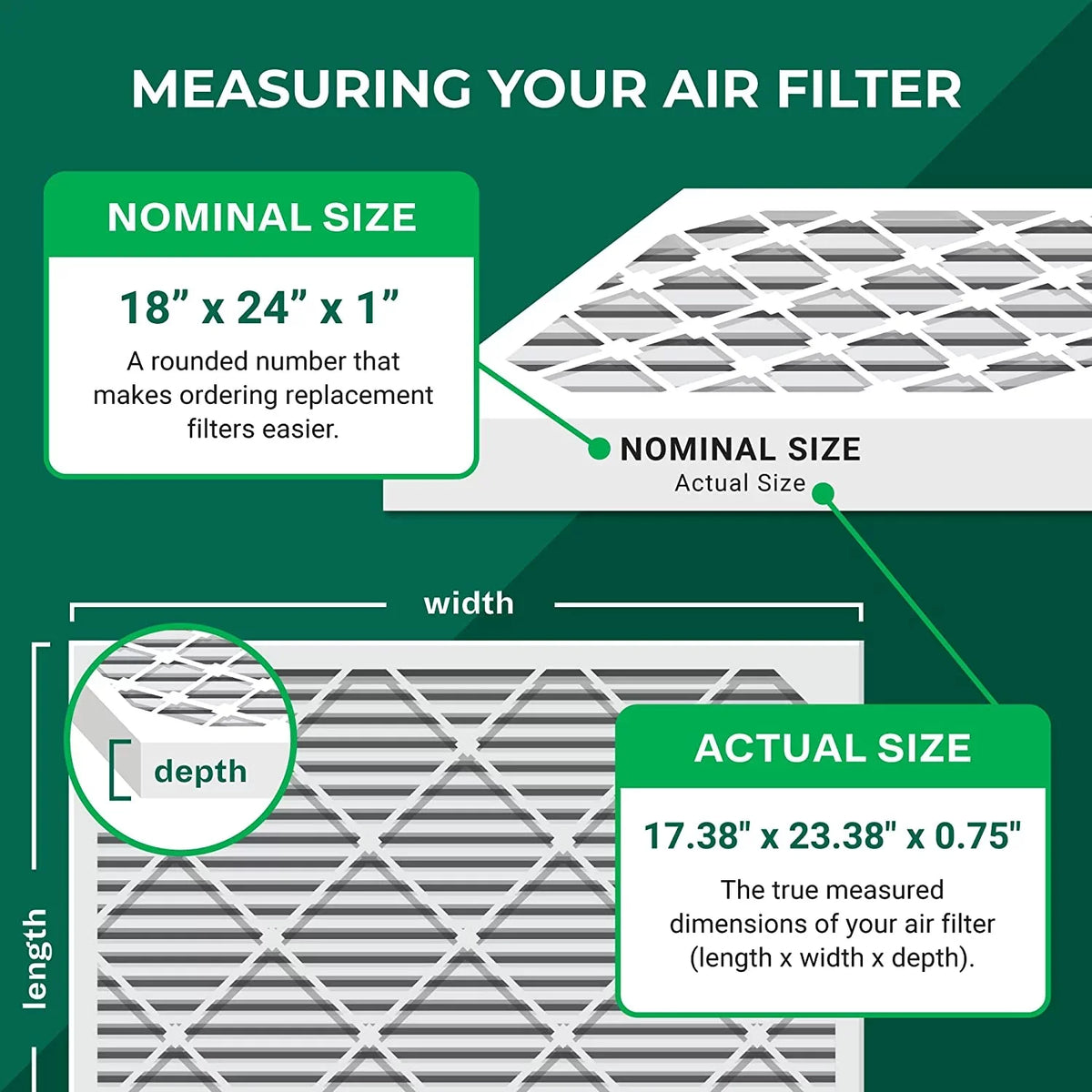Filterbuy 18x24x1  8 Pleated   Furnace Air Filters (6-Pack)