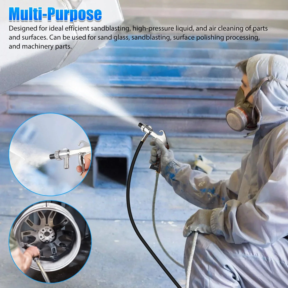 Sandblaster Air Kit Abrasive Sandblasting Gun Sand Blaster with 4 Ceramic Nozzle