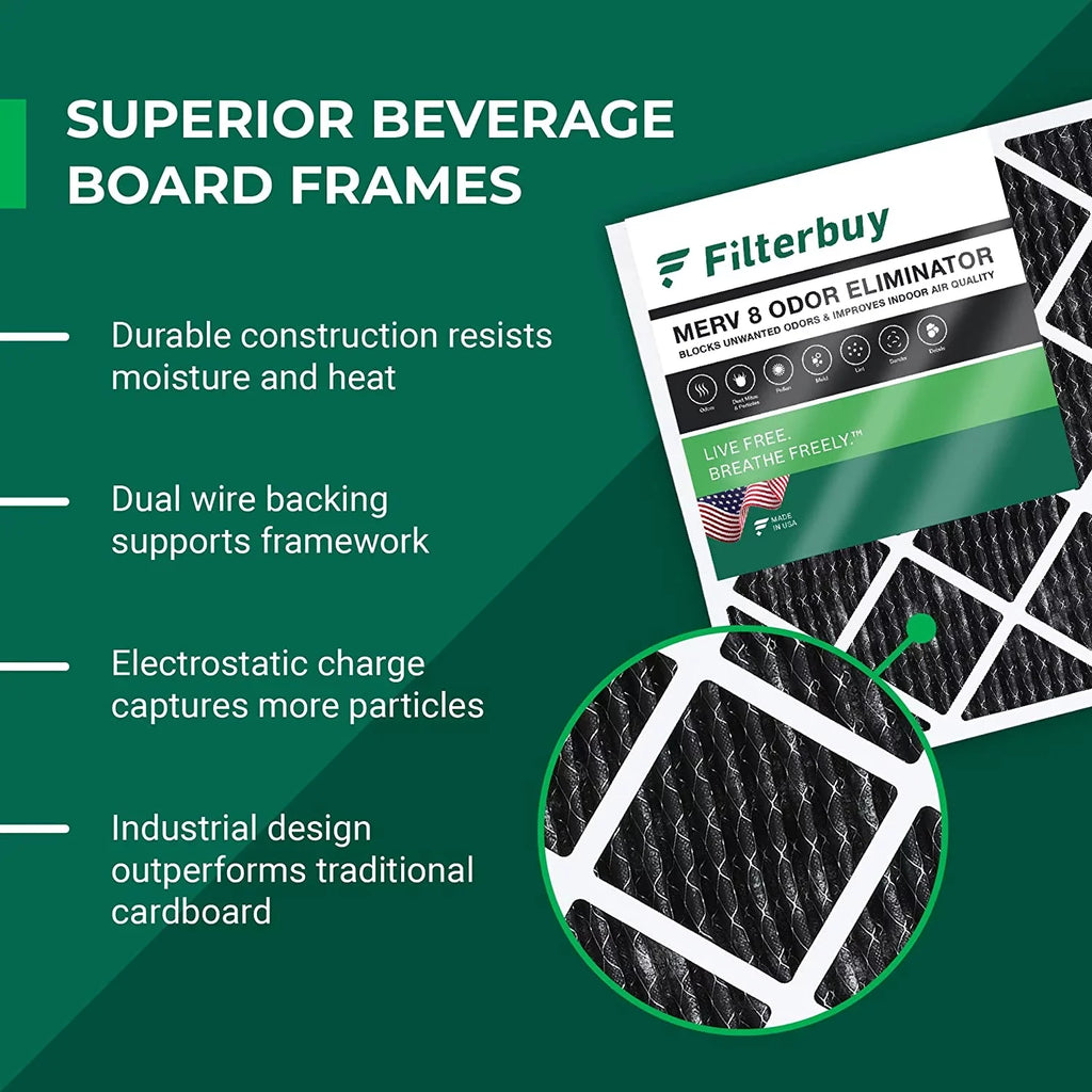 Filterbuy 24x30x1  8 Odor Eliminator Pleated   Furnace Air Filters with Activated Carbon (4-Pack)