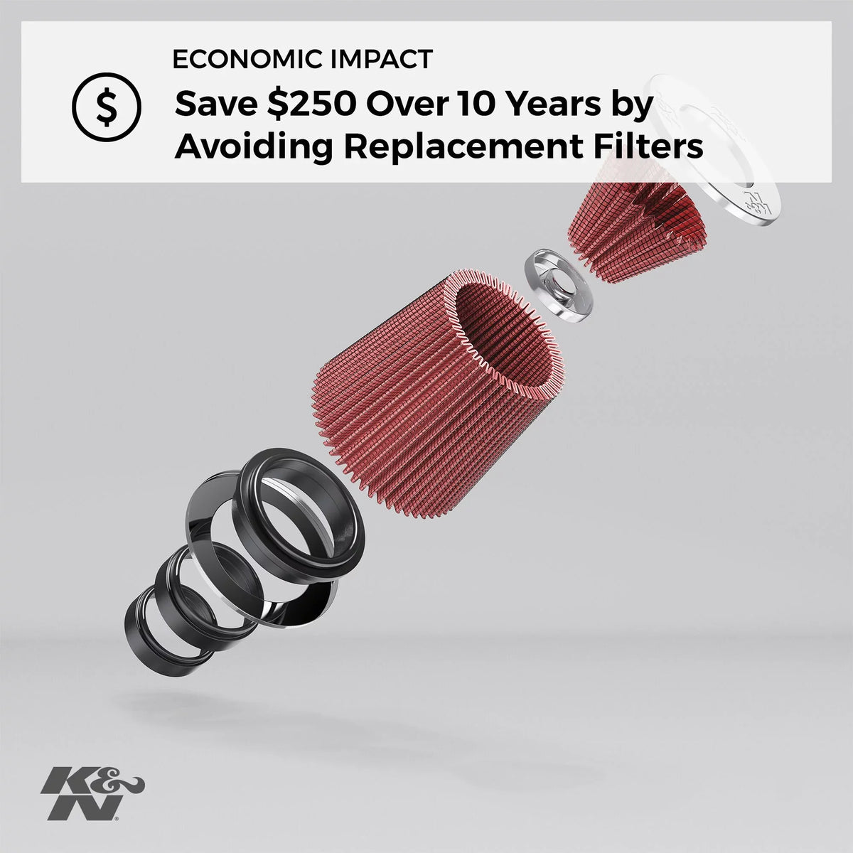 & Universal Clamp-On Air Filter: High Performance, Premium, Washable, Replacement Engine Filter: Flange Diameter: 5 In, Filter Height: 6.5 In, Flange Length: 1 In, Shape: Round Tapered, -1037