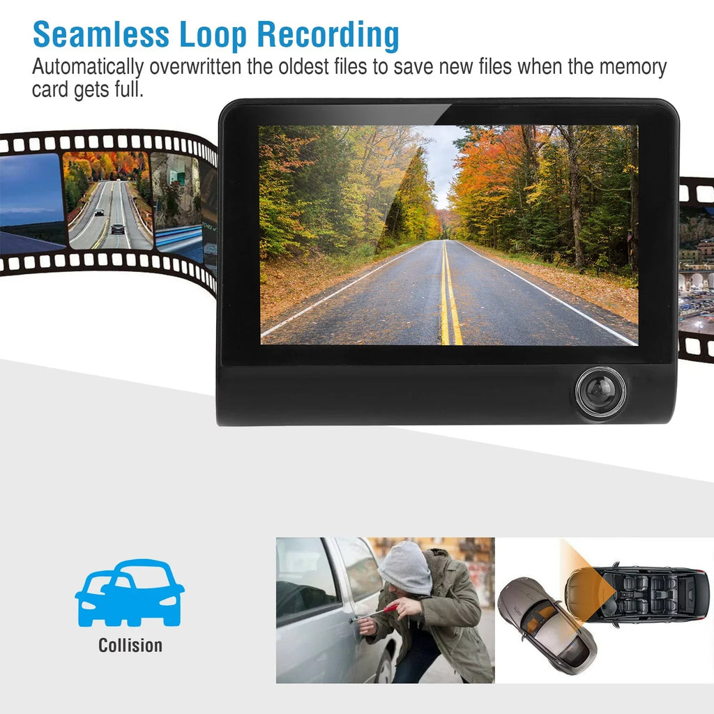 iMouTEK 1080P Touch Screen Car Dash 4in Cam Dash Camera Front and Rear Camera with -Sensor Loop Recording Motion Detection
