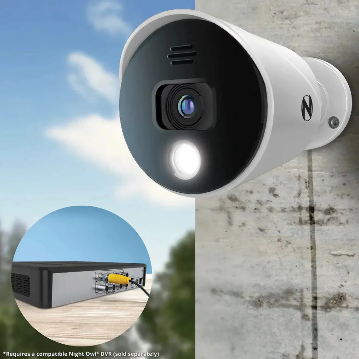 Restored Premium Night Owl Add On Wired 1080p Spotlight Cameras with Audio Alerts and Sirens - 2 Pack - White (Refurbished)