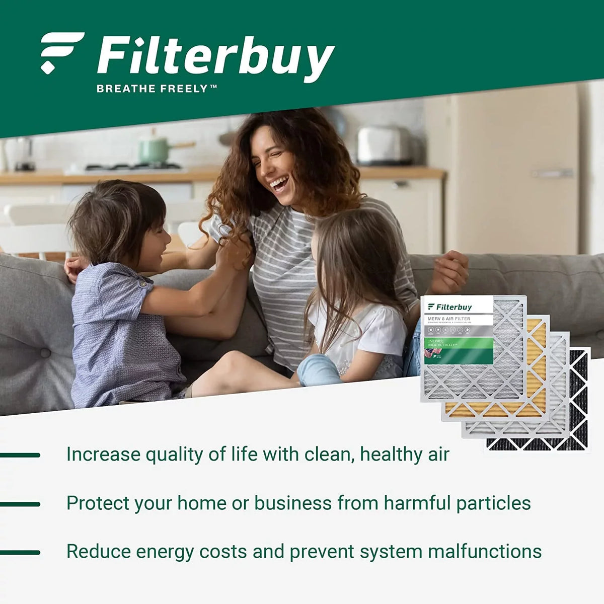 Filterbuy 16x21x1  8 Pleated   Furnace Air Filters (5-Pack)