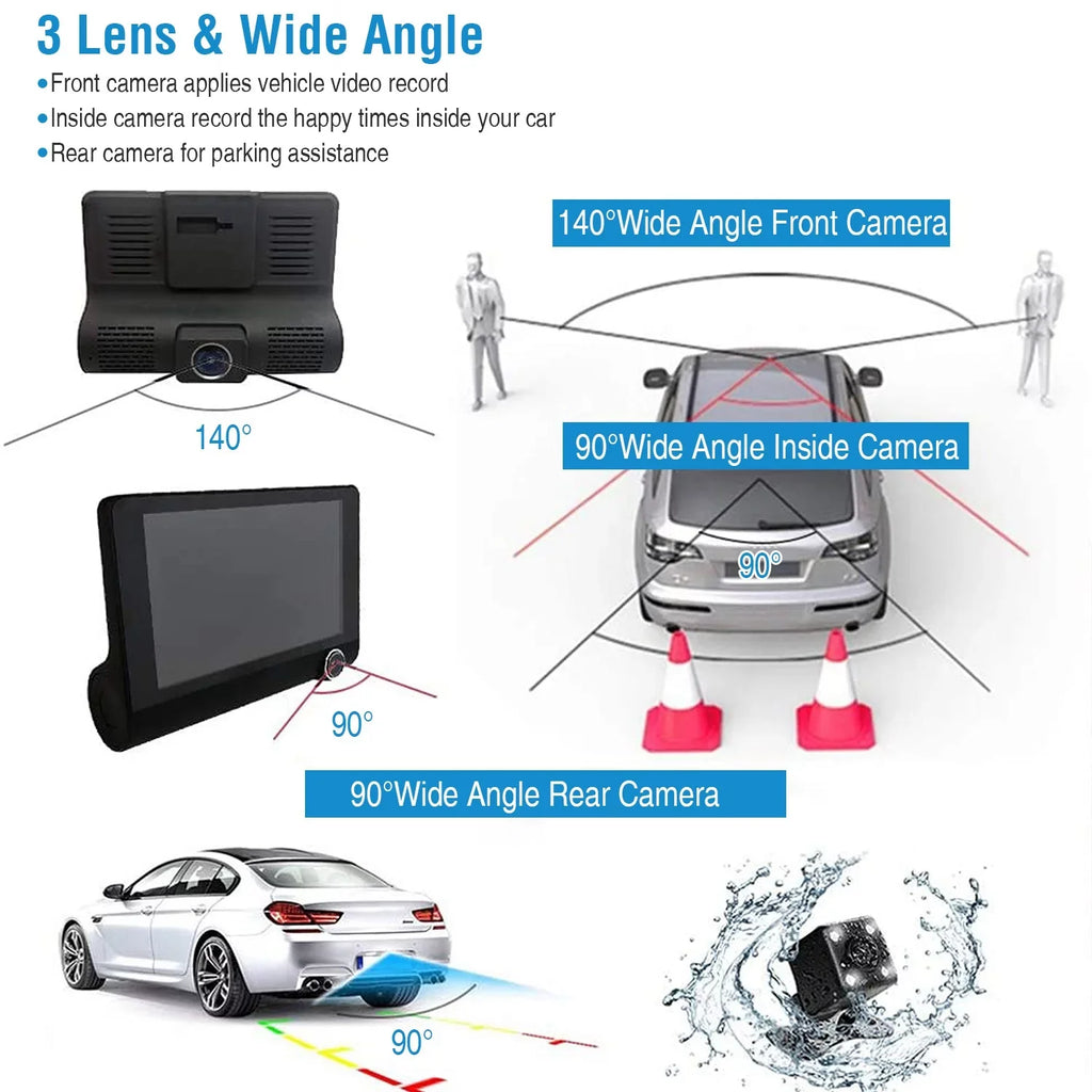 iMouTEK 1080P Touch Screen Car Dash 4in Cam Dash Camera Front and Rear Camera with -Sensor Loop Recording Motion Detection
