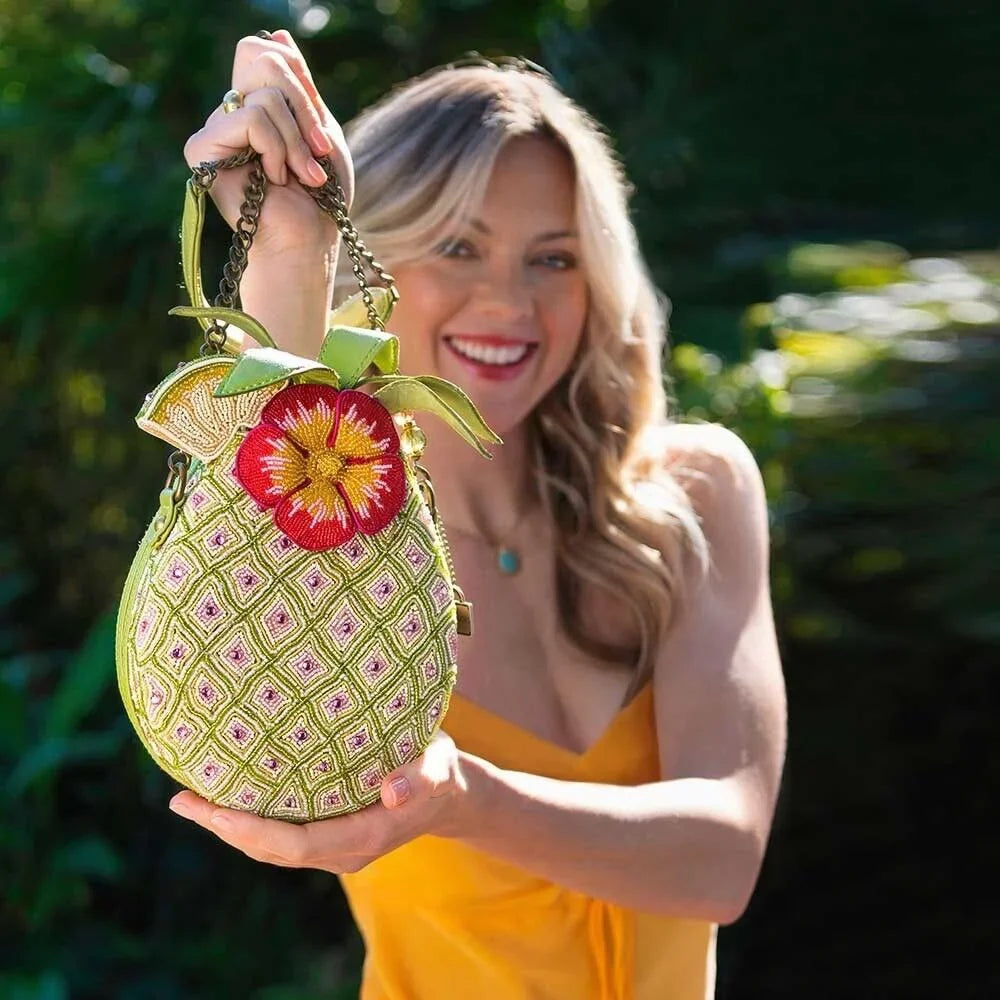 Mary Frances Pineapple Island Beaded Crossbody Novelty Handbag Bag Multi New